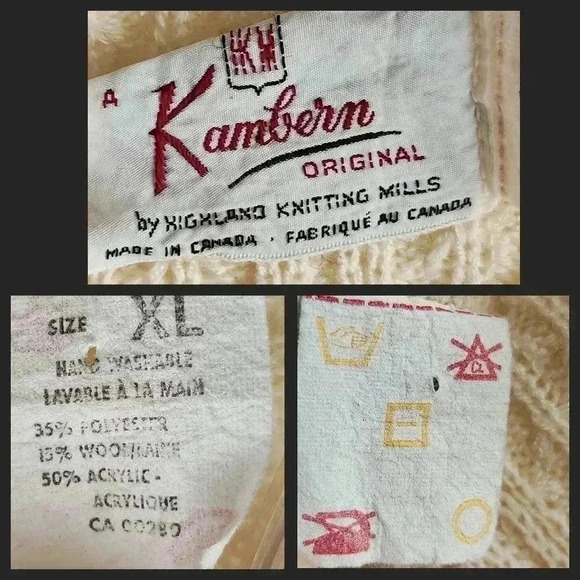 Vintage 70s Wool Blend Cardigan Women XL | Cable Knit Grandpa Sweater Ivory - Picture 11 of 11